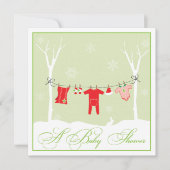 Winter Clothesline | NeutralBaby Shower Invitation Kaart (Voorkant)