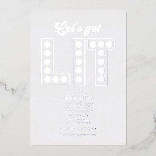 Winter Cloud Let's Get Lit Retro Christmas Party Folie Uitnodiging (Voorkant)