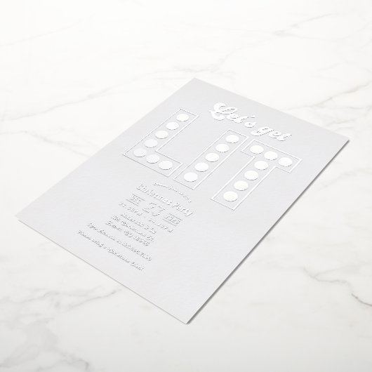 Winter Cloud Let's Get Lit Retro Christmas Party Folie Uitnodiging (Gedraaid)