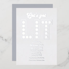 Winter Cloud Let's Get Lit Retro Christmas Party Folie Uitnodiging