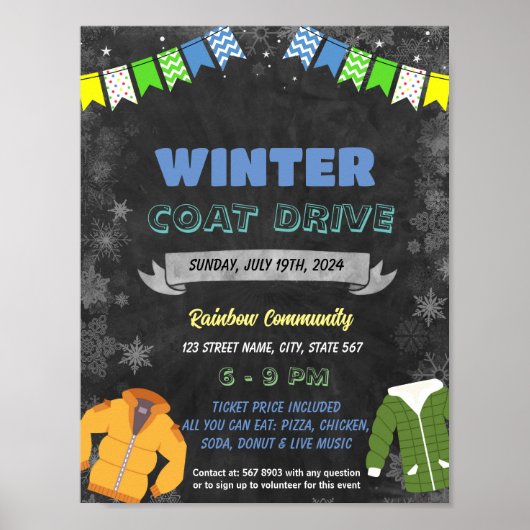 Winter Coat Drive evenement Sjabloon Poster (Voorkant)