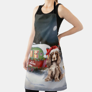 Winter Cocker Spaniel Caravaan Kerstmis Avontuur Schort