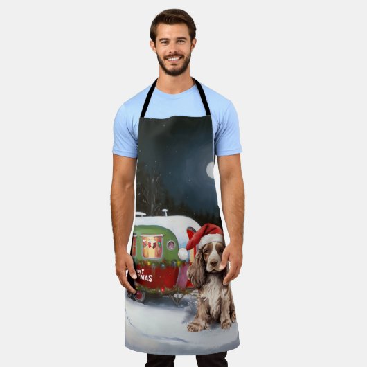 Winter Cocker Spaniel Caravaan Kerstmis Avontuur Schort (Gedragen)