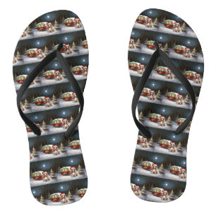 Winter Cocker Spaniel Caravaan Kerstmis Avontuur Teenslippers