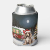 Winter Cocker Spaniel Caravan Kerstavontuur Blikjeskoeler (Blikje Voorkant)