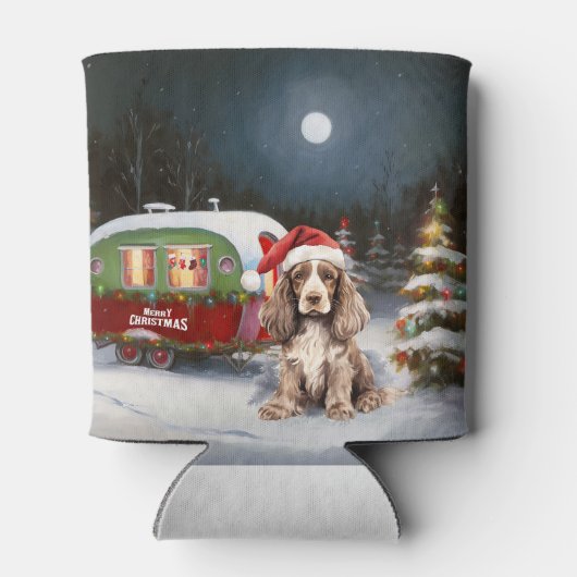 Winter Cocker Spaniel Caravan Kerstavontuur Blikjeskoeler (Achterkant)