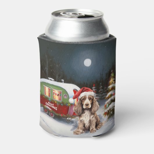 Winter Cocker Spaniel Caravan Kerstavontuur Blikjeskoeler (Blikje Achterkant)
