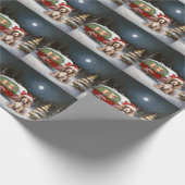 Winter Cocker Spaniel Caravan Kerstavontuur Cadeaupapier (Hoek)