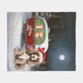 Winter Cocker Spaniel Caravan Kerstavontuur Fleece Deken (Voorkant (Horizontaal))