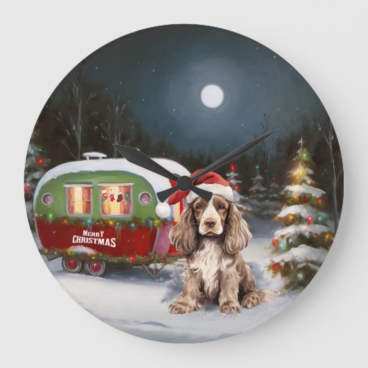 Winter Cocker Spaniel Caravan Kerstavontuur Grote Klok (Voorkant)