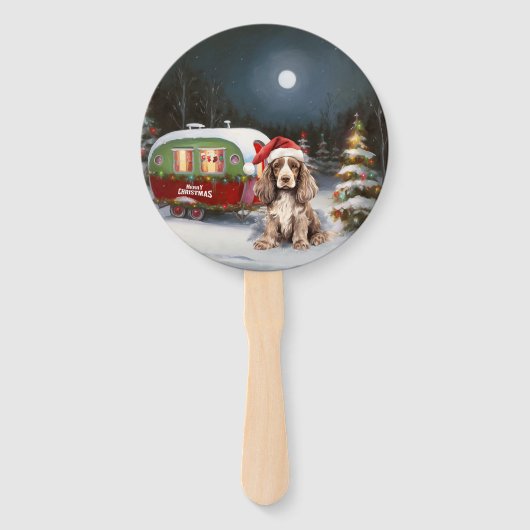 Winter Cocker Spaniel Caravan Kerstavontuur Handwaaier (Achterkant)