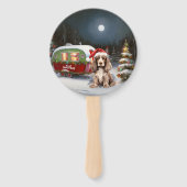 Winter Cocker Spaniel Caravan Kerstavontuur Handwaaier (Voorkant)