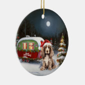 Winter Cocker Spaniel Caravan Kerstavontuur Keramisch Ornament (Rechts)
