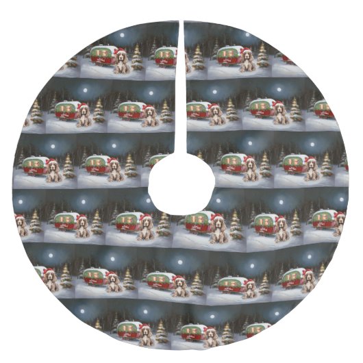 Winter Cocker Spaniel Caravan Kerstavontuur Kerstboom Rok (Voorkant)