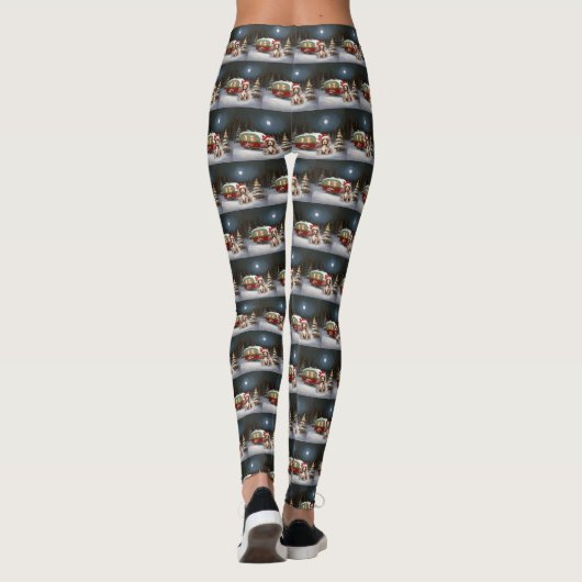 Winter Cocker Spaniel Caravan Kerstavontuur Leggings (Achterkant)