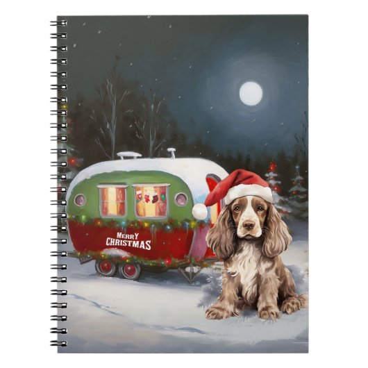 Winter Cocker Spaniel Caravan Kerstavontuur Notitieboek (Voorkant)