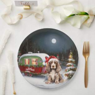 Winter Cocker Spaniel Caravan Kerstavontuur Papieren Bordje
