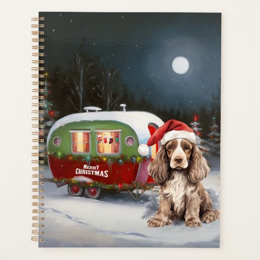 Winter Cocker Spaniel Caravan Kerstavontuur Planner (Voorkant)