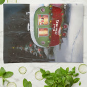 Winter Cocker Spaniel Caravan Kerstavontuur Theedoek (Gevouwen)