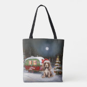 Winter Cocker Spaniel Caravan Kerstavontuur Tote Bag (Achterkant)