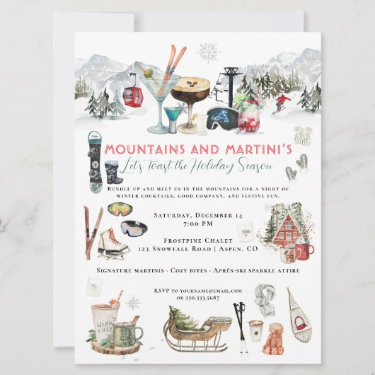 Winter Cocktail | Mountains & Martini’s Party Kaart (Voorkant)