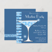 Winter Cocktail Party Snowflake Martini Uitnodigin Kaart (Voorkant / Achterkant)