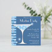 Winter Cocktail Party Snowflake Martini Uitnodigin Kaart (Staand voorkant)