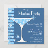 Winter Cocktail Party Snowflake Martini Uitnodigin Kaart (Voorkant)