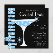 Winter CocktailParty Snowflake Martini Uitnodiging (Voorkant / Achterkant)