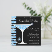Winter CocktailParty Snowflake Martini Uitnodiging (Staand voorkant)