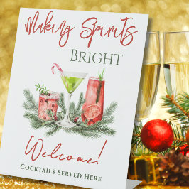 Winter Cocktails Feestelijke Feestdrankstation Reclamebord Met Voetstuk