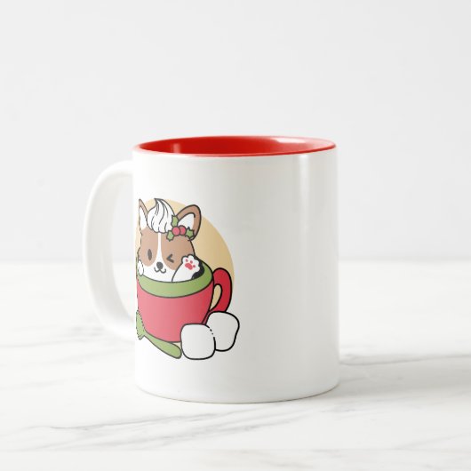 Winter Cocoa Bliss - Schattigee hond in Mok Design (Voorkant links)