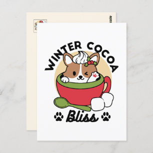 Winter Cocoa Bliss - Schattigee hond in Mok Design Briefkaart
