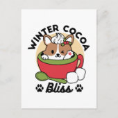 Winter Cocoa Bliss - Schattigee hond in Mok Design Briefkaart (Voorkant)