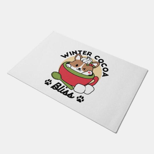 Winter Cocoa Bliss - Schattigee hond in Mok Design Deurmat (Schuin)