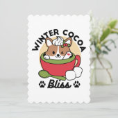 Winter Cocoa Bliss - Schattigee hond in Mok Design Feestdagenkaart (Staand voorkant)