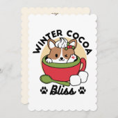 Winter Cocoa Bliss - Schattigee hond in Mok Design Feestdagenkaart (Voorkant / Achterkant)