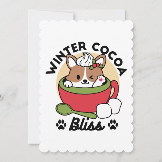 Winter Cocoa Bliss - Schattigee hond in Mok Design Feestdagenkaart (Voorkant)