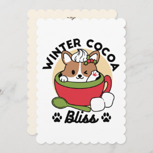 Winter Cocoa Bliss - Schattigee hond in Mok Design Feestdagenkaart
