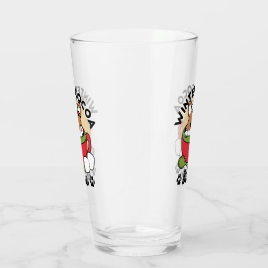 Winter Cocoa Bliss - Schattigee hond in Mok Design Glas (Rechts)