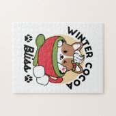 Winter Cocoa Bliss - Schattigee hond in Mok Design Legpuzzel (Horizontaal)