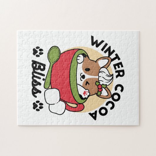 Winter Cocoa Bliss - Schattigee hond in Mok Design Legpuzzel (Horizontaal)