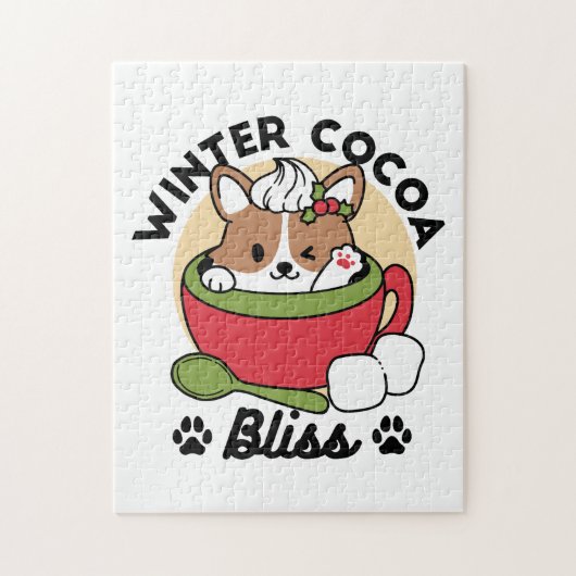 Winter Cocoa Bliss - Schattigee hond in Mok Design Legpuzzel (Verticaal)