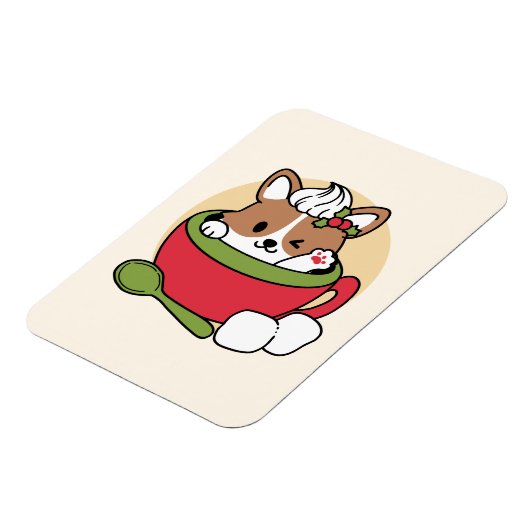 Winter Cocoa Bliss - Schattigee hond in Mok Design Magneet (Linkerzijde)