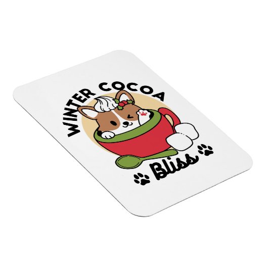 Winter Cocoa Bliss - Schattigee hond in Mok Design Magneet (Rechterzijde)