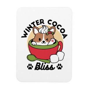 Winter Cocoa Bliss - Schattigee hond in Mok Design Magneet