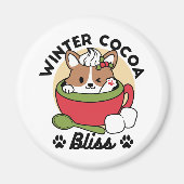 Winter Cocoa Bliss - Schattigee hond in Mok Design Magneet (Voorkant)