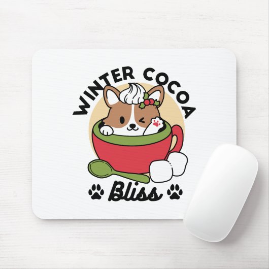 Winter Cocoa Bliss - Schattigee hond in Mok Design Muismat (Met muis)