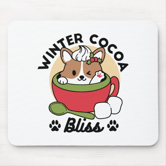 Winter Cocoa Bliss - Schattigee hond in Mok Design Muismat (Voorkant)