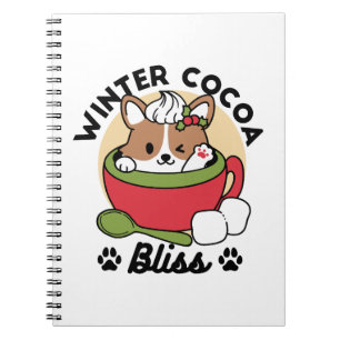 Winter Cocoa Bliss - Schattigee hond in Mok Design Notitieboek